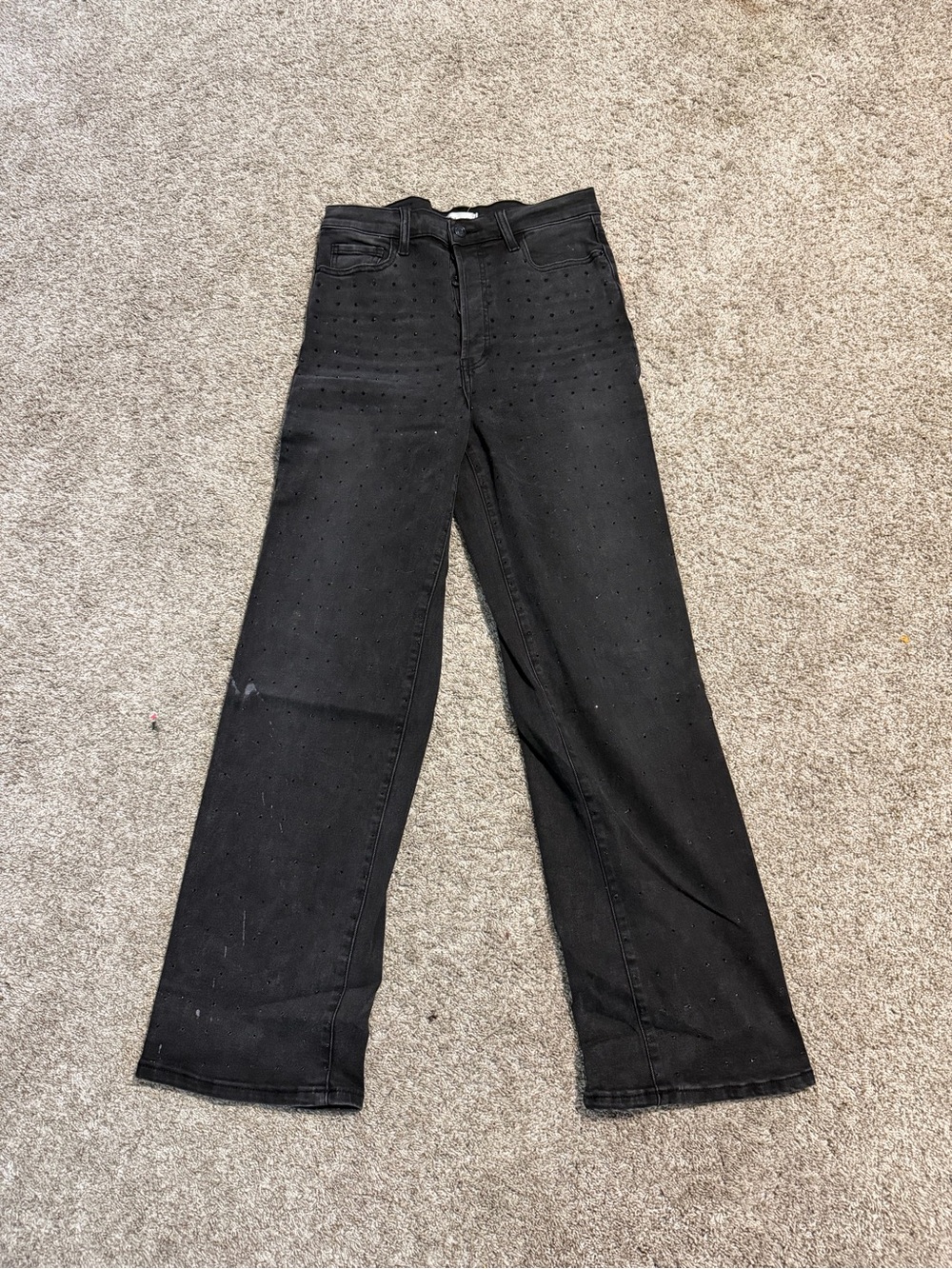 Cello Black Wide Leg Jeans with Subtle Dot Texture